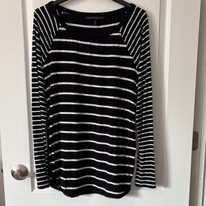 White House Black Market Black & White Striped Long-Sleeve Top